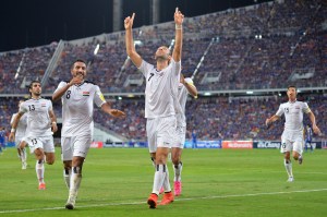 Justin Meram Celebrates After Scoring His Second International Goal
